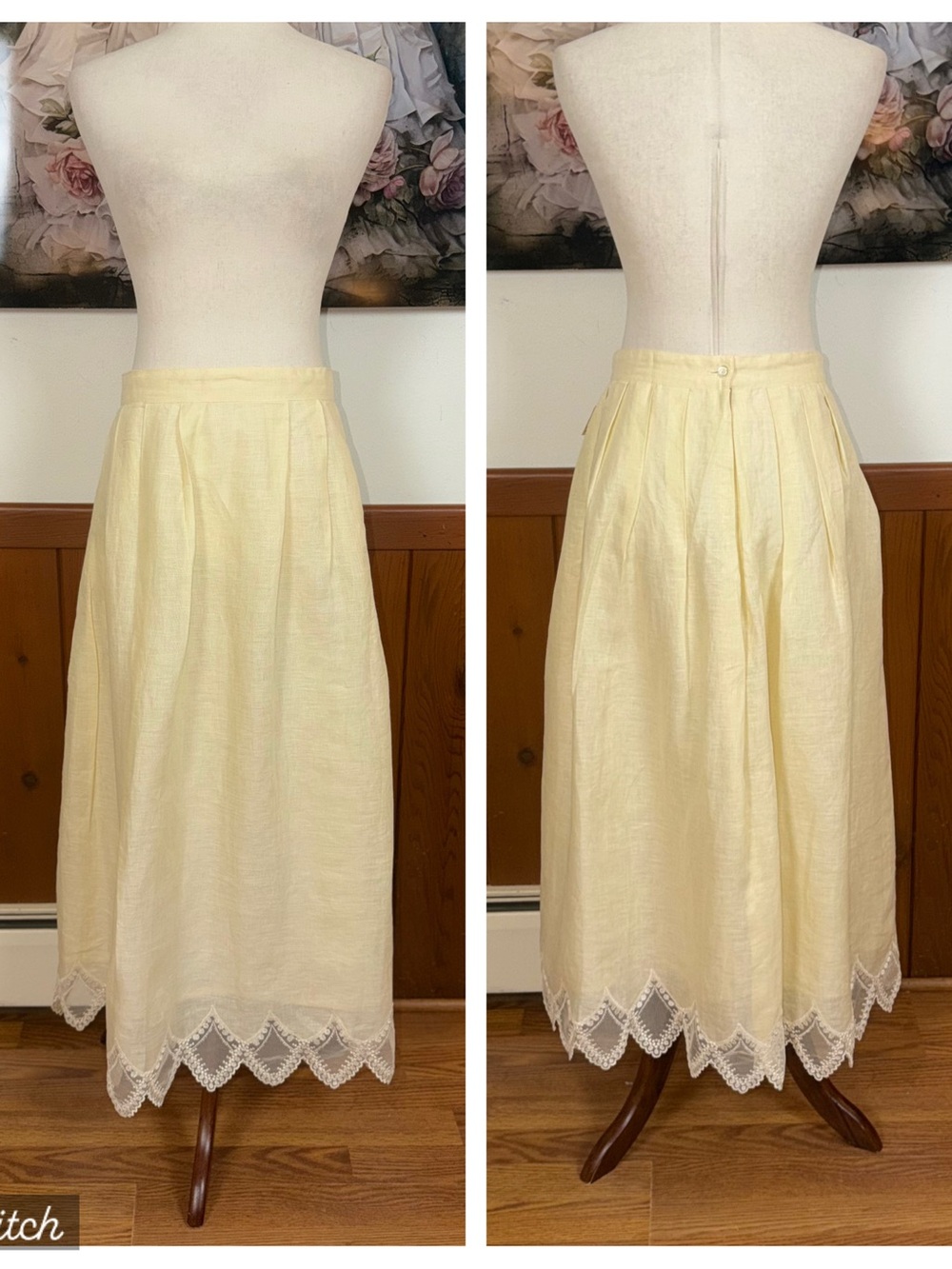 Gorgeous NEW Vintage 1980s Talbots Linen MIDI Skirt